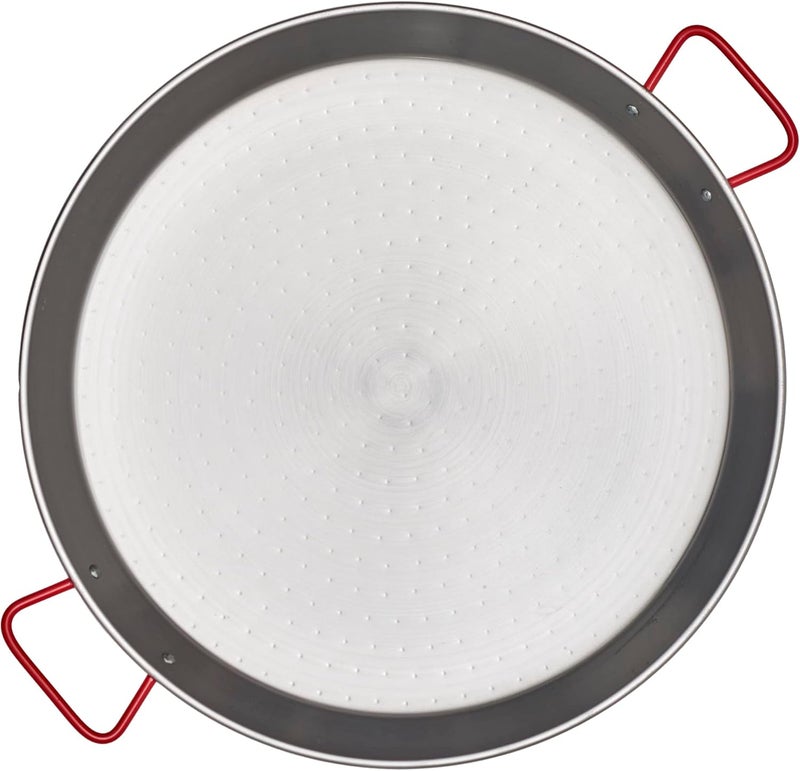 Garcima La Ideal 12317 46cm Polished Steel Paella Pan with Red Handles - Image 2